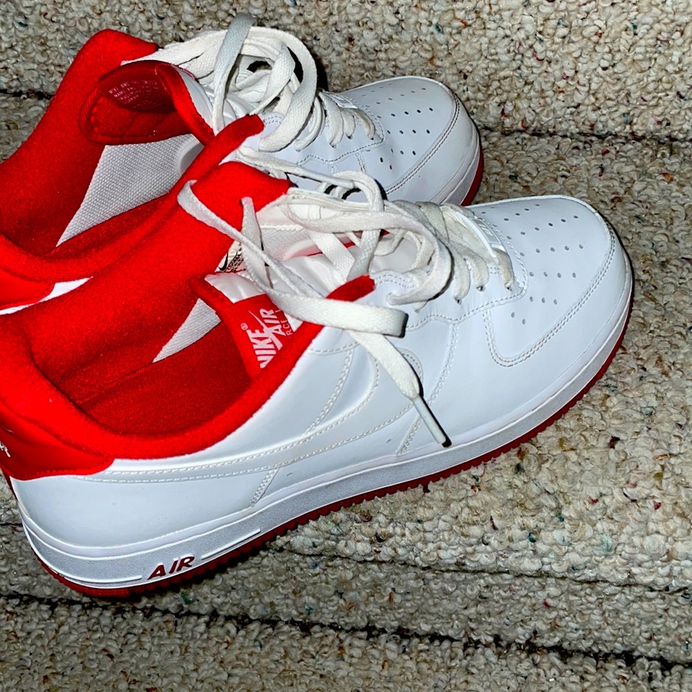 Red and White Nike Air Force 1 - Picture 1 of 4